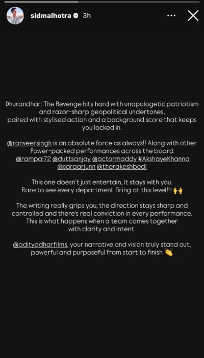 P.C.: Sidharth Malhotra/Instagram Stories