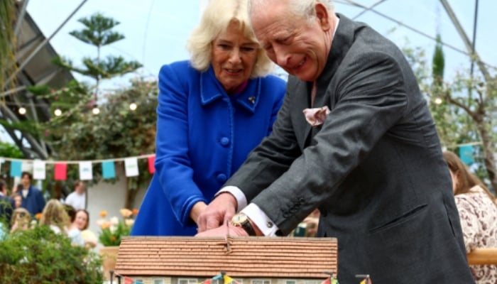 Queen Camilla, King Charles show off their playful side with cake cutting skills