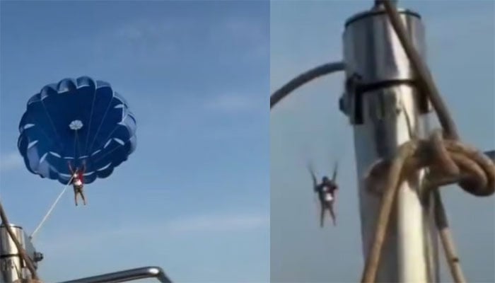 سیاح کو گوا میں پیراسیلنگ مہنگی پڑگئی، سمندر میں جا گرا