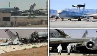 سعودی عرب میں امریکی اڈے پر ایرانی حملہ، جاسوس طیارہ تباہ، تصاویر وائرل