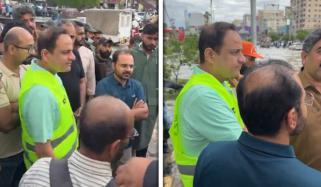 میئر کراچی کا مختلف علاقوں کا دورہ، شاہراہ فیصل پر پانی جمع ہونے کا نوٹس بھی لے لیا