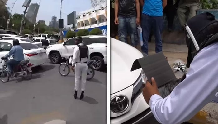 کراچی میں ٹریفک قوانین کی خلاف ورزی پر کریک ڈاؤن جاری