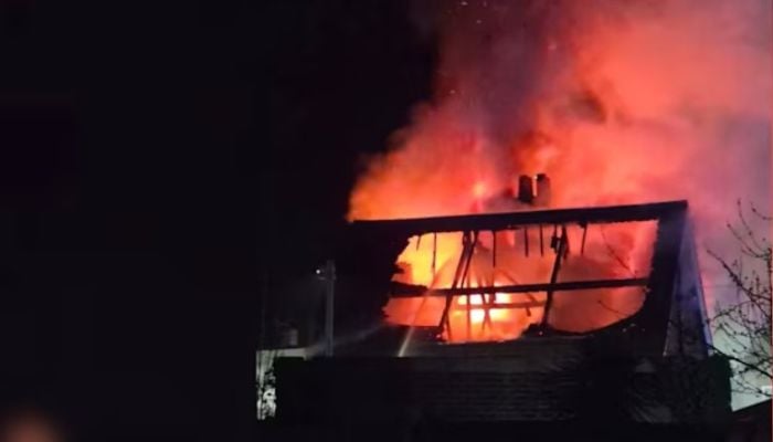 Dramatic images showed the devastating fire spreading at Oulton Broad North Railway Station in Suffolk