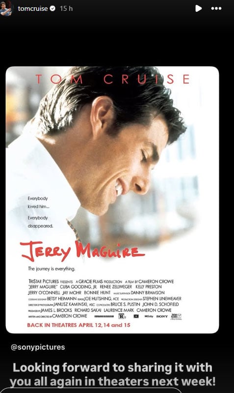Tom Cruise sends special message as Jerry Maguire returns after three decades