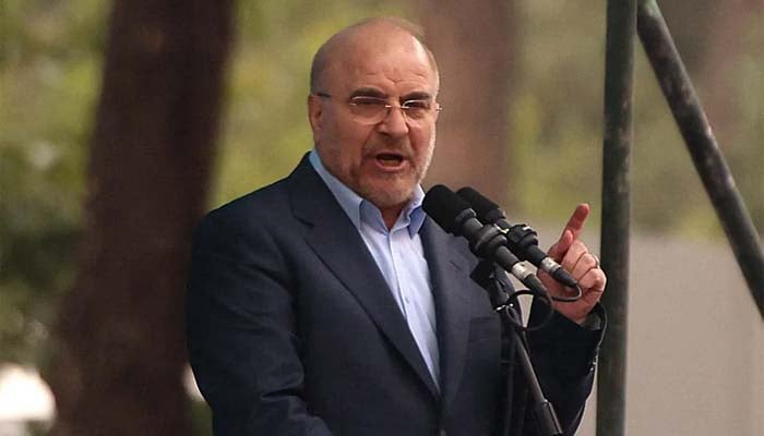 Iran’s speaker Mohammad Bagher Ghalibaf reacts after US-Iran talks fail