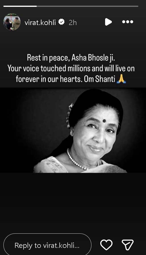 Virat Kohli, Sachin Tendulkar pay emotional tribute to Asha Bhosle