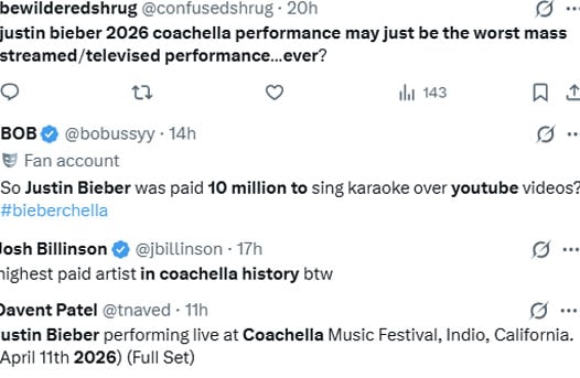Justin Bieber’s Coachella act labelled as his ‘laziest performances’ of all time