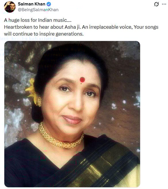 Asha Bhosle funeral: Here’s why Shah Rukh Khan, Salman Khan skipped singer last rites