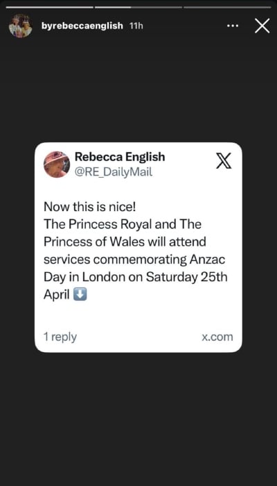 P.C. Rebecca English/ Instagram Stories