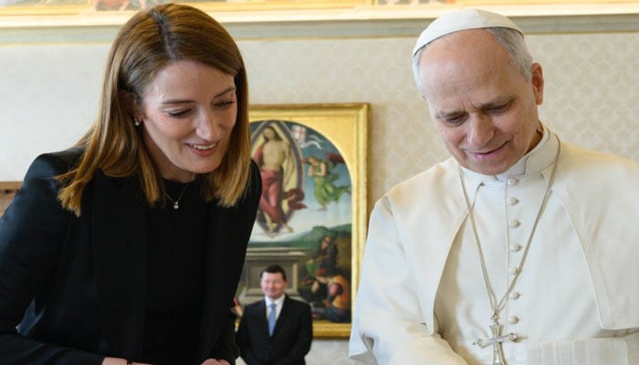 پاپ لیو کی حمایت، یورپین پارلیمنٹ کی صدر نے پارلیمنٹ سے خطاب کی دعوت دیدی