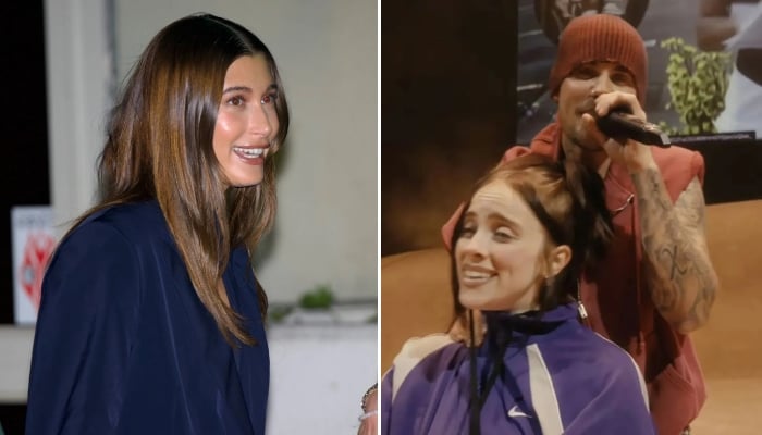 Hailey Bieber wins hearts for pushing Billie Eilish onto stage at Justin Bieber show