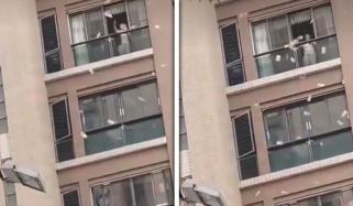 شوہر سے جھگڑے کے بعد بیوی نے لاکھوں روپے کھڑکی سے باہر پھینک دیے، ویڈیو وائرل