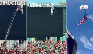 ورجینیا: امریکی پرچم لہراتے ہوئے پیرا شوٹر حادثے کا شکار 