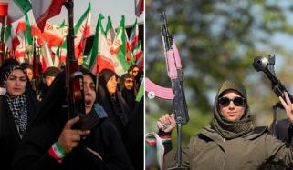 ایران: حکومت کے حق میں مظاہرے، اسلحہ بردار خواتین بھی سامنے آگئیں