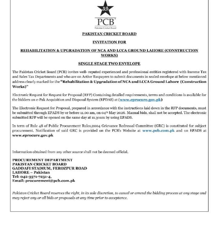 پی سی بی کا بڑے تعمیراتی منصوبوں کا اعلان، نیشنل کرکٹ اکیڈمی اور اسٹیڈیمز کی اپ گریڈیشن کا فیصلہ