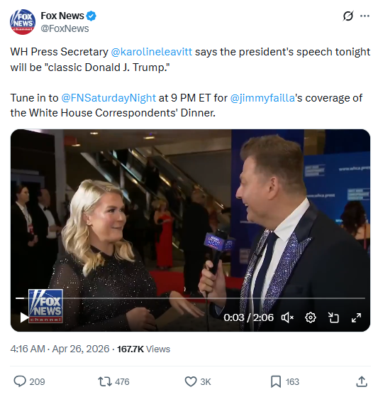 Leavitt’s ‘shots will be fired’ remark before WHCD shooting sparks reaction