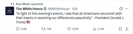 Musk voices concern over democratically elected Trumps safety after shooting