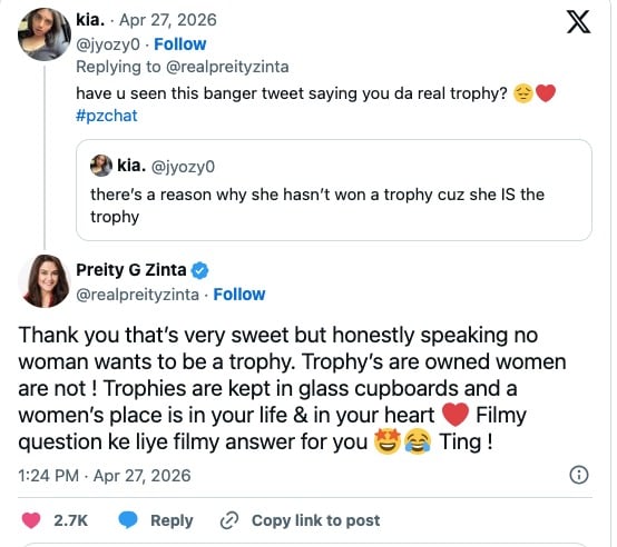 Preity Zinta claps back after being targeted with harsh label