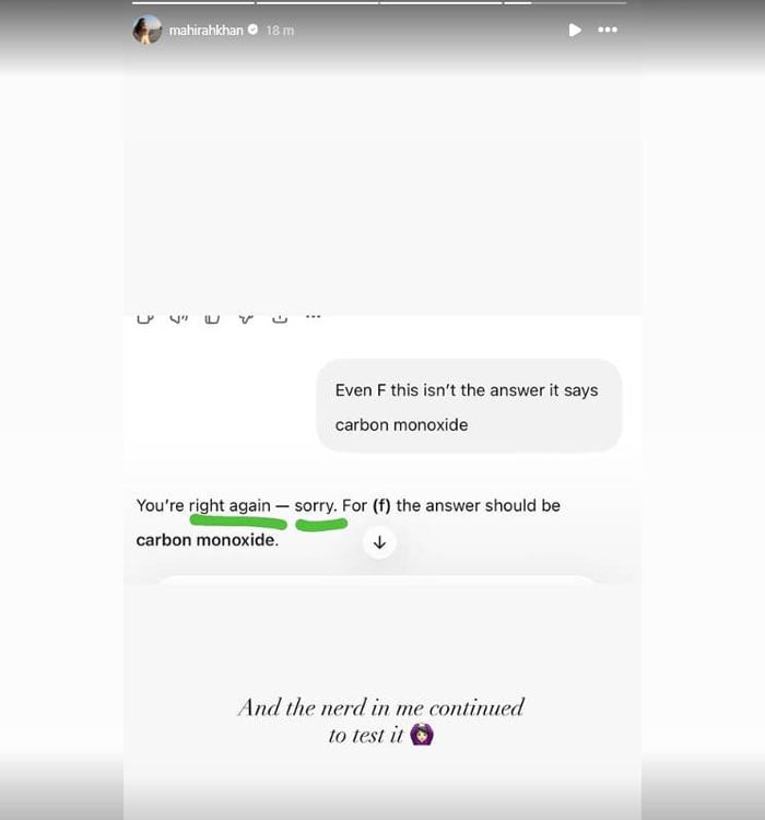 ماہرہ خان نے چیٹ جی پی ٹی سے اپنی بحث کی دلچسپ کہانی سنا دی
