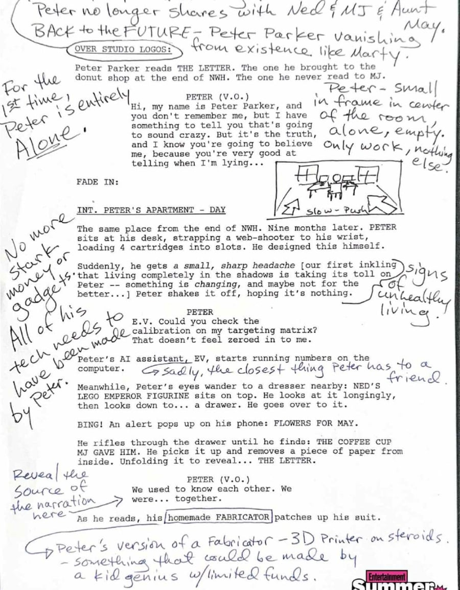 Spider-Man: Brand New Day script pages reveal Peter Park being entirely alone