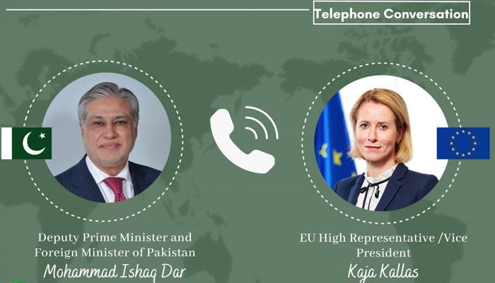 اسحاق ڈار اور یورپی یونین کی خارجہ امور کی سربراہ کے درمیان علاقائی صورتحال پر گفتگو