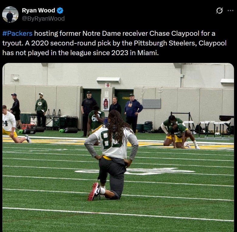 Chase Claypool eyes NFL return with Packers tryout