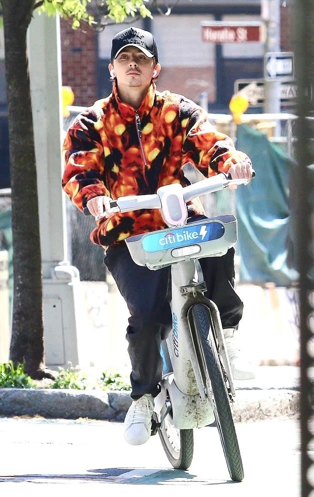 Timothée Chalamet steps out on e-bike after viral manspreading moment with Kylie Jenner