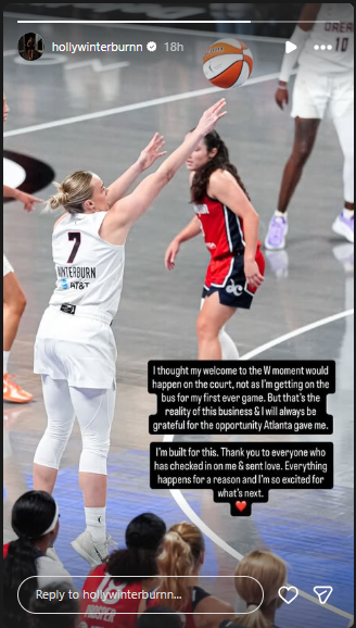 Holly Winterburn reacts after shock Atlanta Dream release before WNBA debut