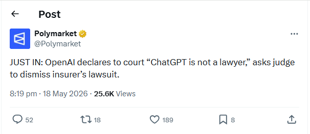 OpenAI asks court to dismiss lawsuit over ChatGPT legal advice claims