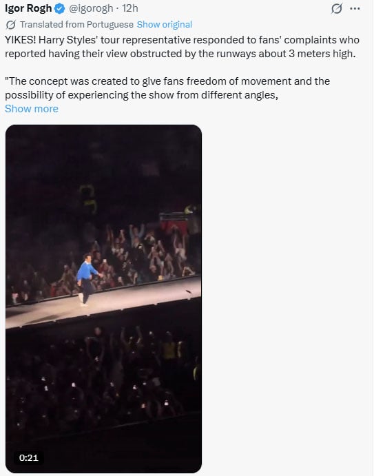 Harry Styles’ team responds to blocked views complaints at Together, Together tour