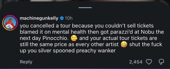 MGK slams Yungblud after live music pricing comment: you silver spooned