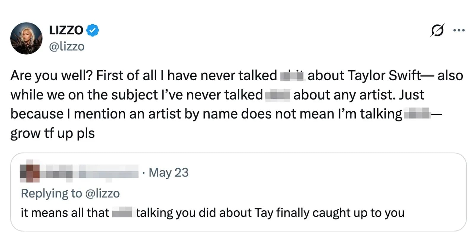 Lizzo hits back at fans over Taylor Swift shade rumours