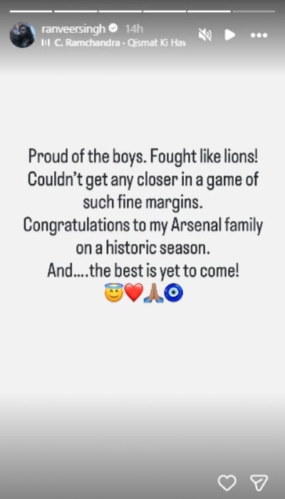 P.C. Ranveer Singh/Instagram Stories