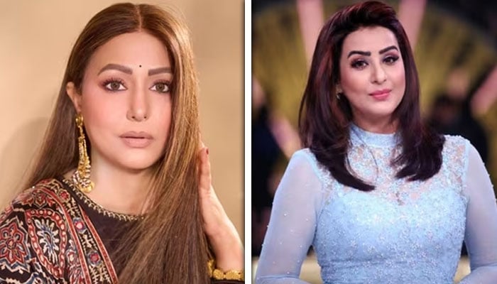 شلپا شندے (دائیں)، حنا خان (بائیں) - فوٹو: فائل
