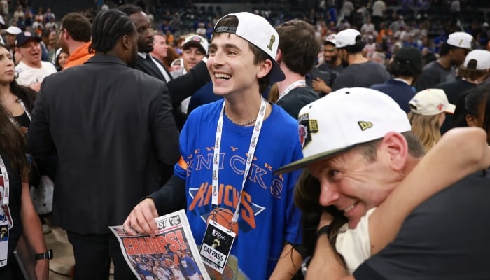 Timothée Chalamet erupts in celebration after Knicks end 53-year NBA title drought