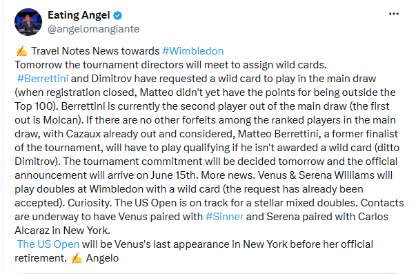 Sinner, Alcaraz could team with Williams sisters for US Open mixed doubles