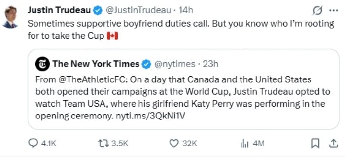 P.C. Justin Trudeau via X