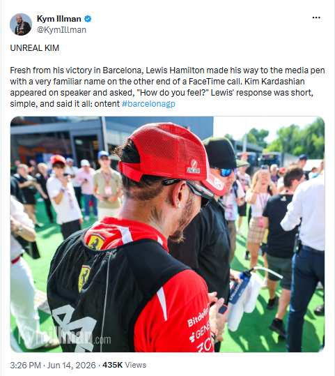 Kim Kardashian makes special gesture for Lewis Hamilton after first Ferrari win