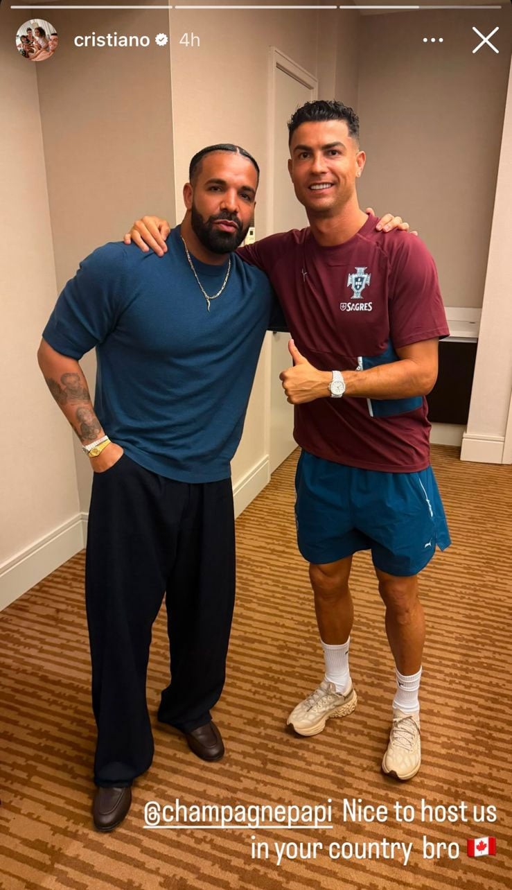 Drake makes a hilarious claim about his height after meeting Cristiano Ronaldo