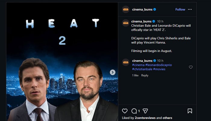 Leonardo DiCaprio, Christian Bale locked for Michael Mann’s ‘Heat 2’