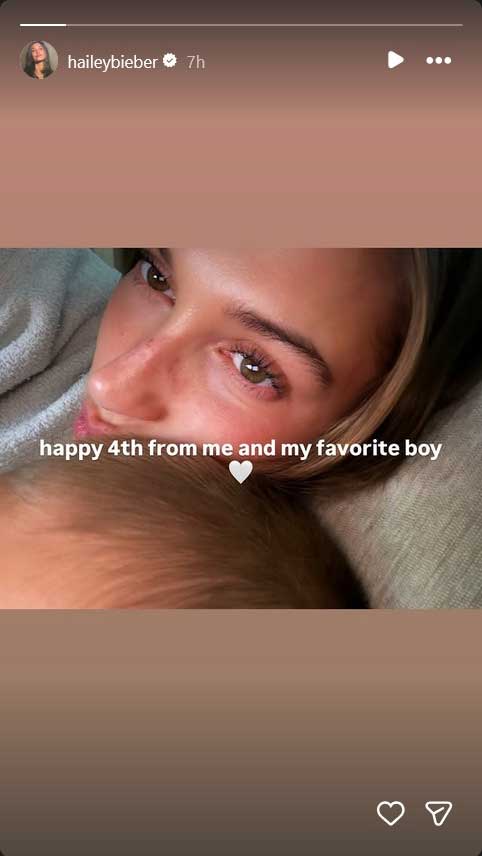 Hailey Bieber marks July 4th with unfiltered snap of her and her ‘favorite boy’: See