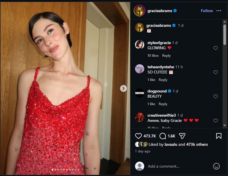 Gracie Abrams sparks buzz with Joe Alwyn photo in Taylor Swift wedding post