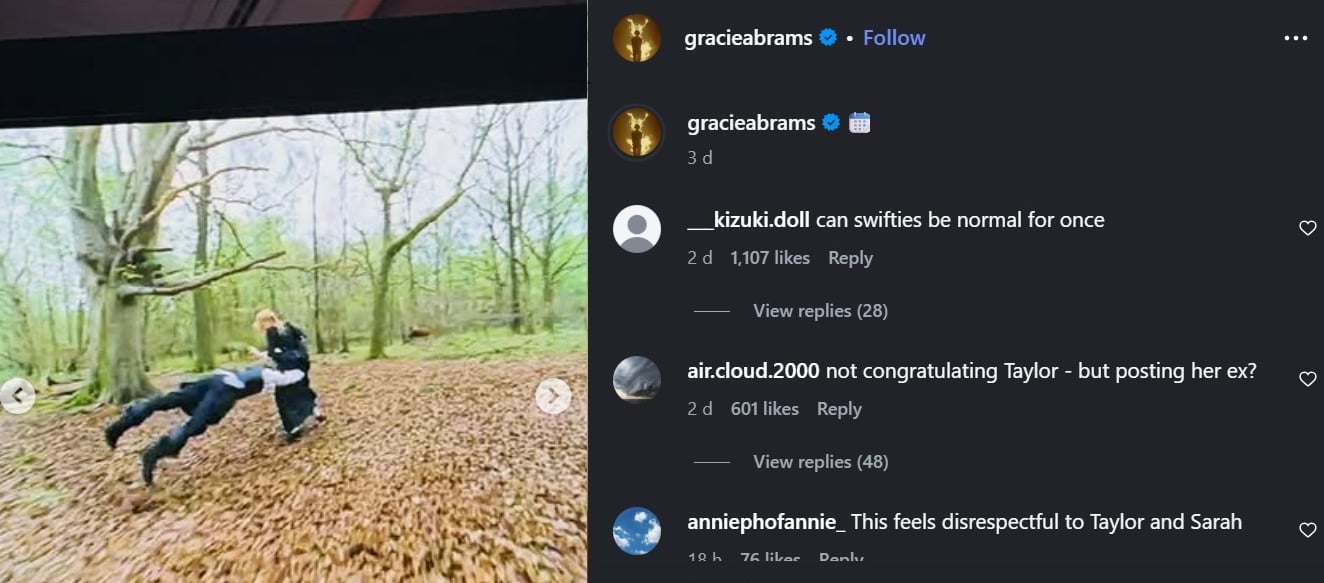 Gracie Abrams teases new track after landing in trouble with Swifties