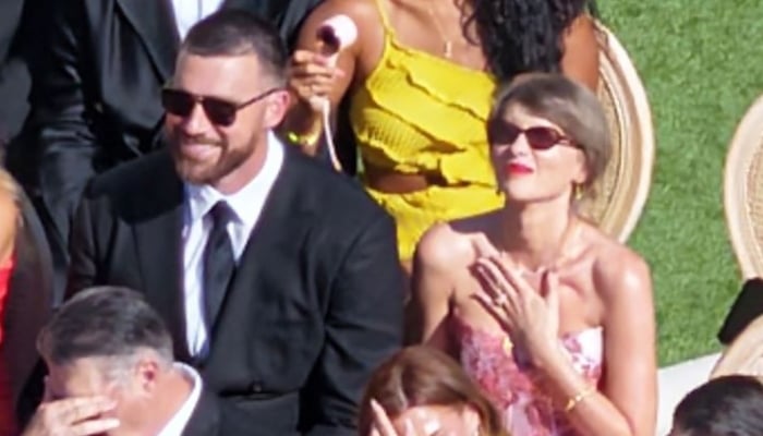 Taylor Swift, Travis Kelce make dazzling first appearance as newlyweds at JuJu Smith’s nuptials