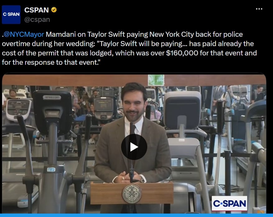 Mayor Zohran Mamdani reveals Taylor Swifts wedding security cost