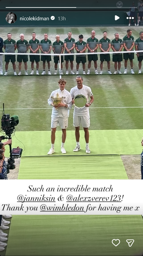 Nicole Kidman sends special message to Sinner and Zverev after Wimbledon clash