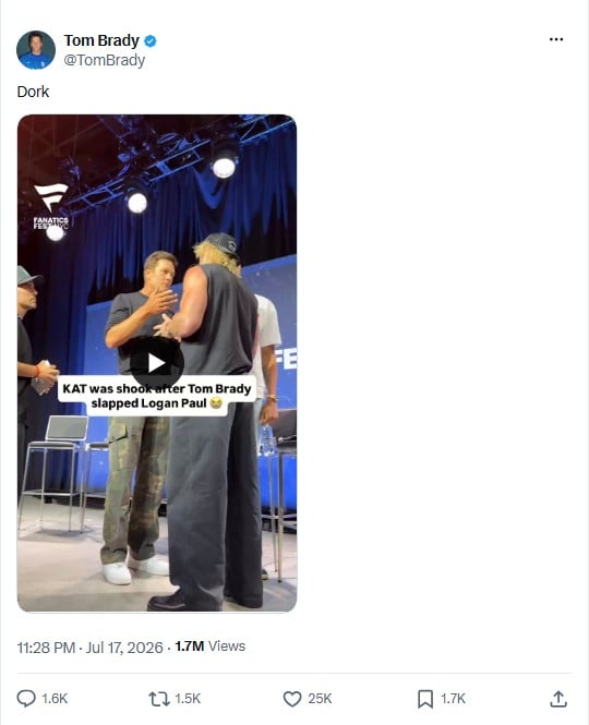 Tom Brady breaks silence after slapping Logan Paul at Fanatics Fest NYC: ‘Nerd’