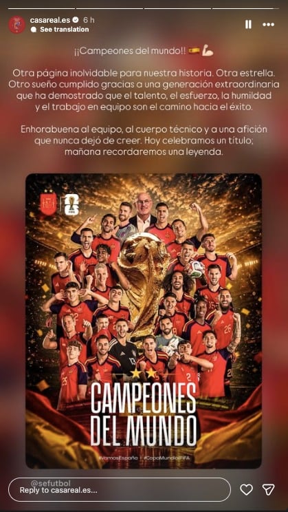 King Felipe VI cheers Spains World Cup glory with proud message