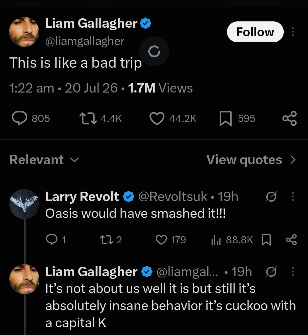 Liam Gallagher/ X