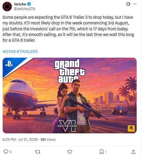 GTA 6 trailer 3 release: When could Rockstar unveil next trailer?